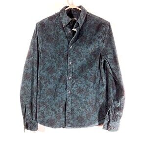 Express Men’s Soft Corduroy Button-Down Shirt (XS) • Green Floral • Orig $68